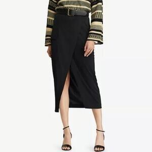 Polo Ralph Lauren Cargo Wrap Skirt Black Pocket Lightweight Size M Minimalist